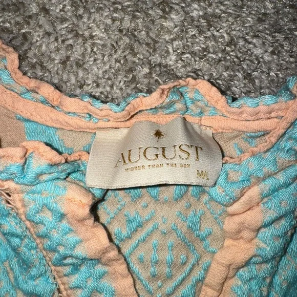 Peach and Blue Bohemian Dress - Picture 2 of 3